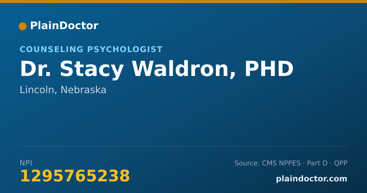 Shareable card for Stacy Waldron, PHD - Counseling Psychologist, Lincoln, NE