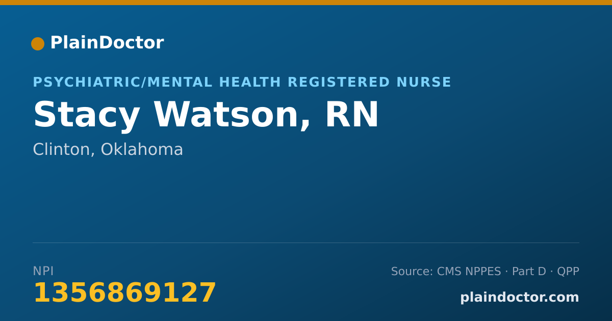Shareable card for Stacy Watson, RN - Psychiatric/Mental Health Registered Nurse, Clinton, OK
