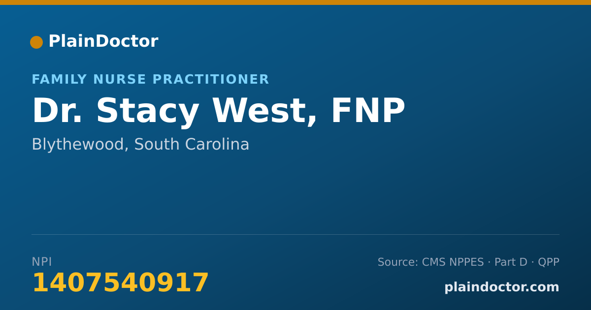 Shareable card for Stacy West, FNP - Family Nurse Practitioner, Blythewood, SC