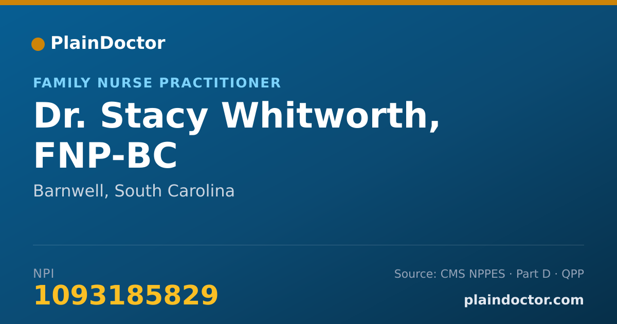Shareable card for Stacy Whitworth, FNP-BC - Family Nurse Practitioner, Barnwell, SC