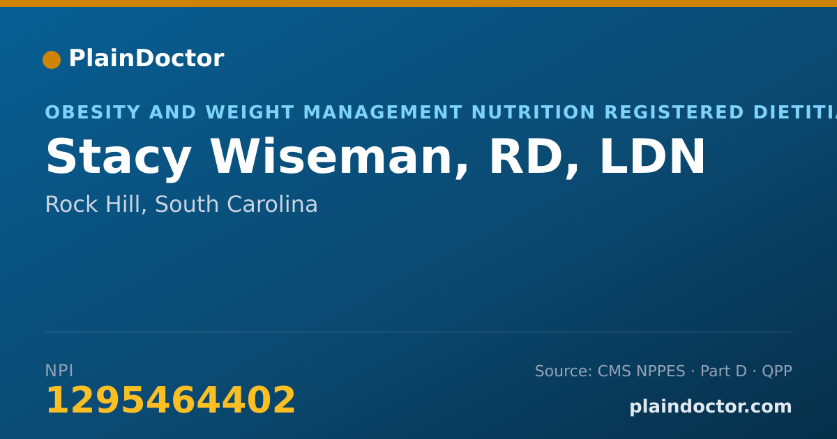 Shareable card for Stacy Wiseman, RD, LDN - Obesity and Weight Management Nutrition Registered Dietitian, Rock Hill, SC