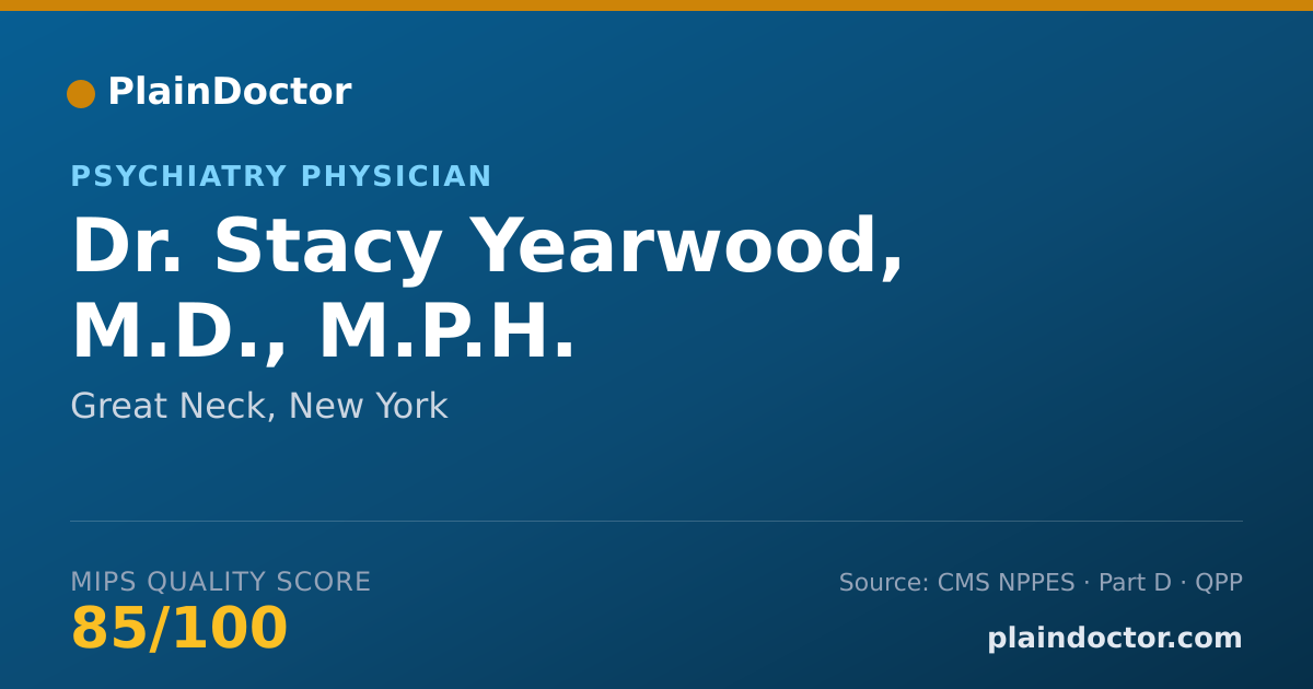 Shareable card for Stacy Yearwood, M.D., M.P.H. - Psychiatry Physician, Great Neck, NY