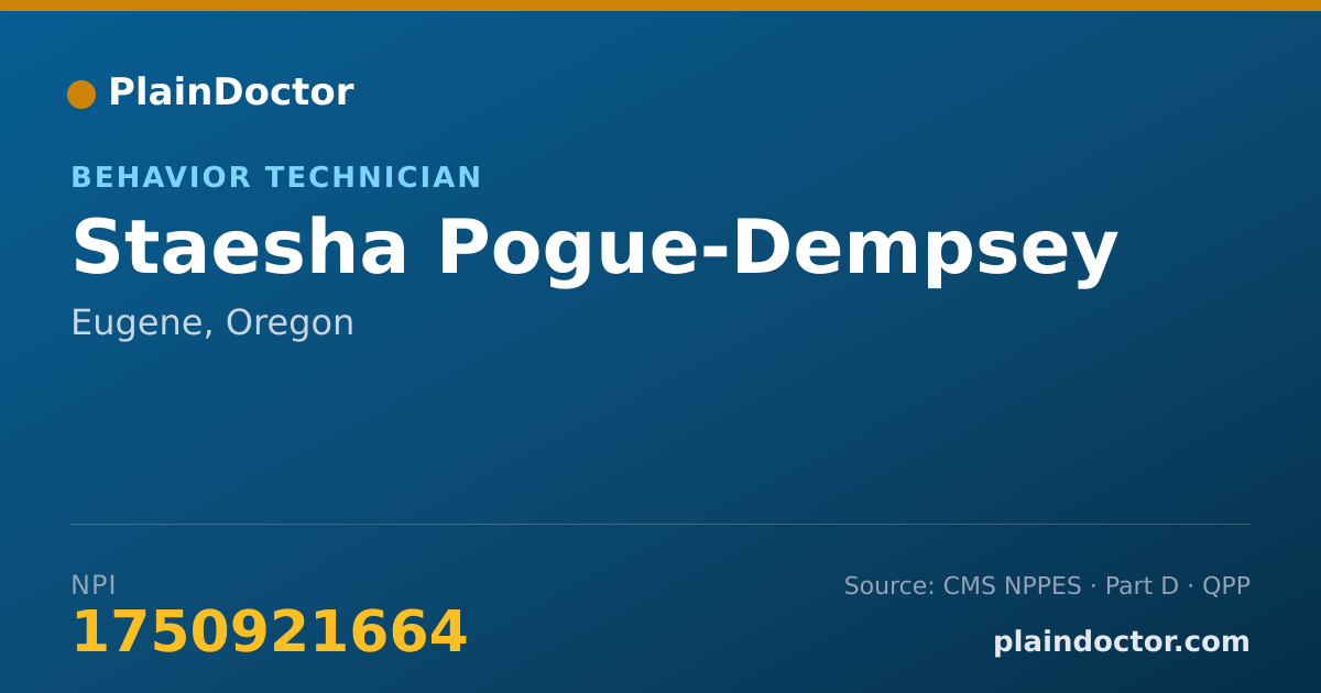 Shareable card for Staesha Pogue-Dempsey - Behavior Technician, Eugene, OR