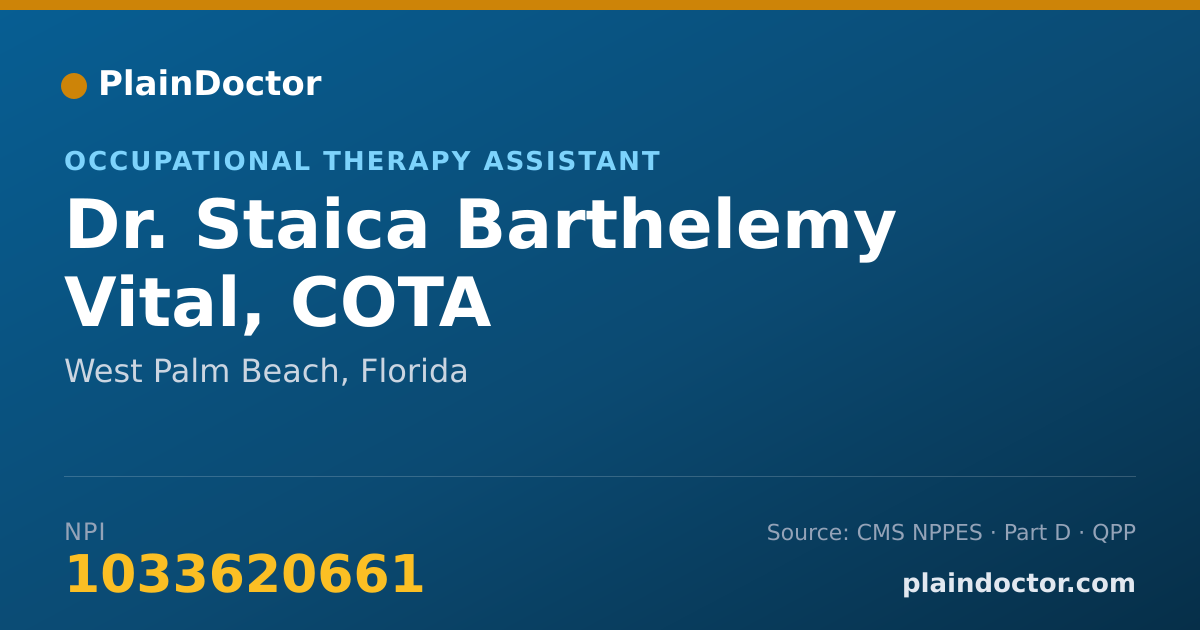 Shareable card for Staica Barthelemy Vital, COTA - Occupational Therapy Assistant, West Palm Beach, FL