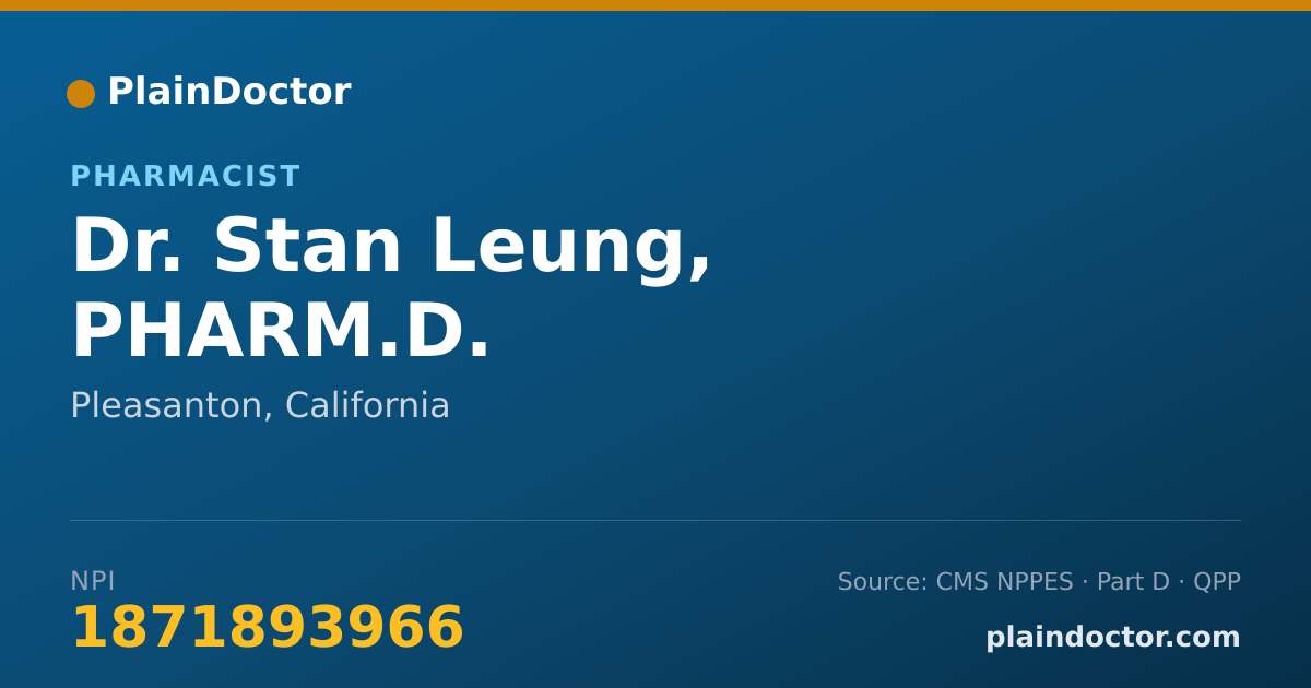Shareable card for Stan Leung, PHARM.D. - Pharmacist, Pleasanton, CA