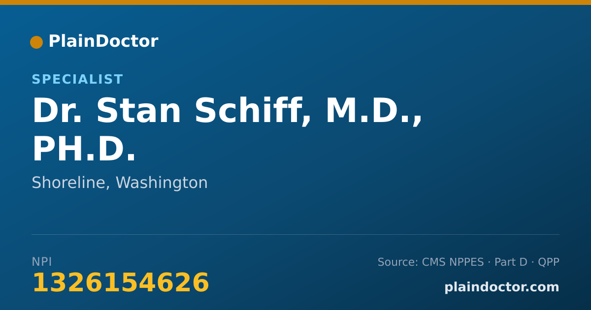 Shareable card for Stan Schiff, M.D., PH.D. - Specialist, Shoreline, WA