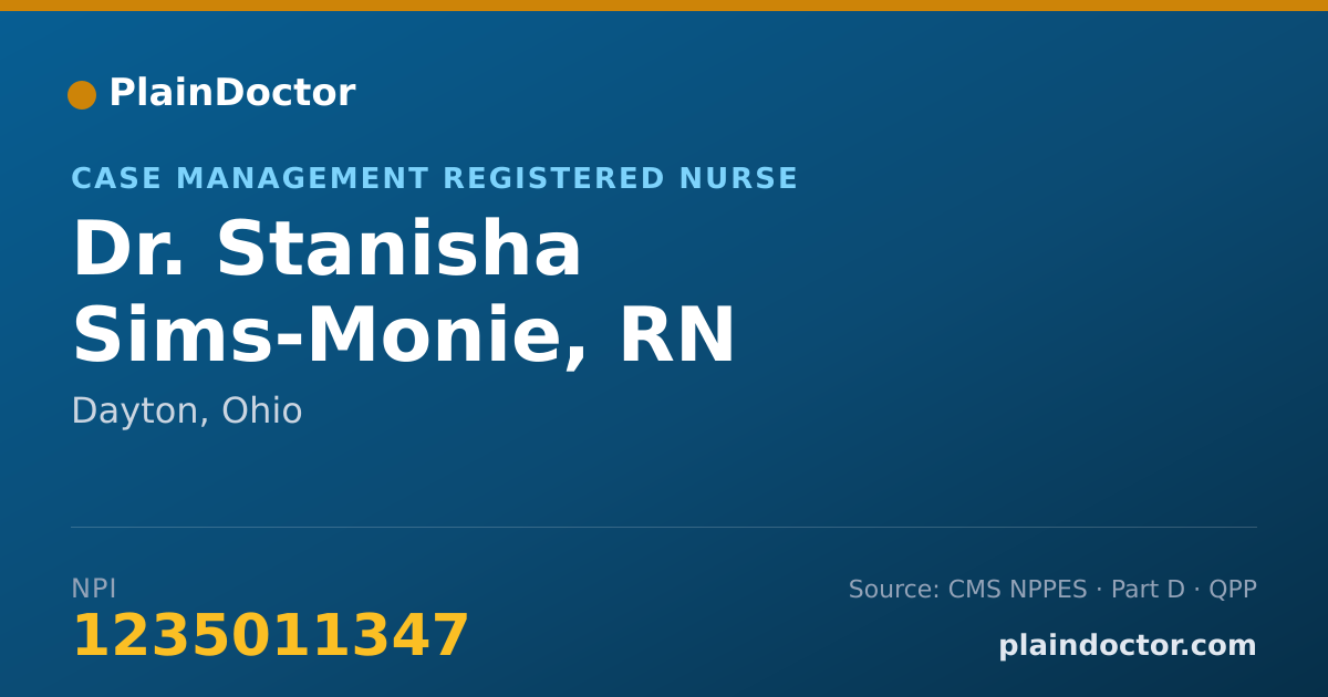 Shareable card for Stanisha Sims-Monie, RN - Case Management Registered Nurse, Dayton, OH