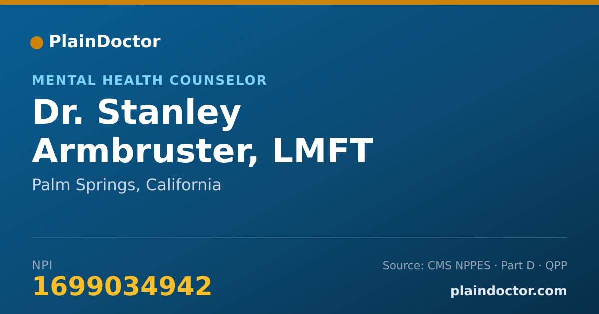 Shareable card for Stanley Armbruster, LMFT - Mental Health Counselor, Palm Springs, CA