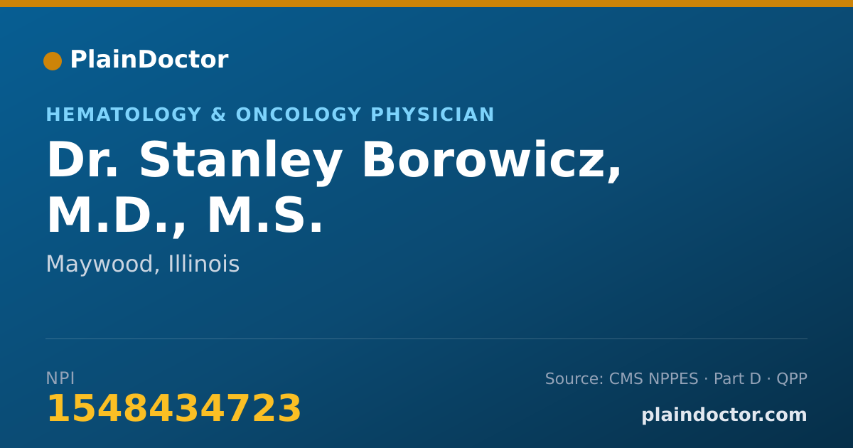 Shareable card for Stanley Borowicz, M.D., M.S. - Hematology & Oncology Physician, Maywood, IL