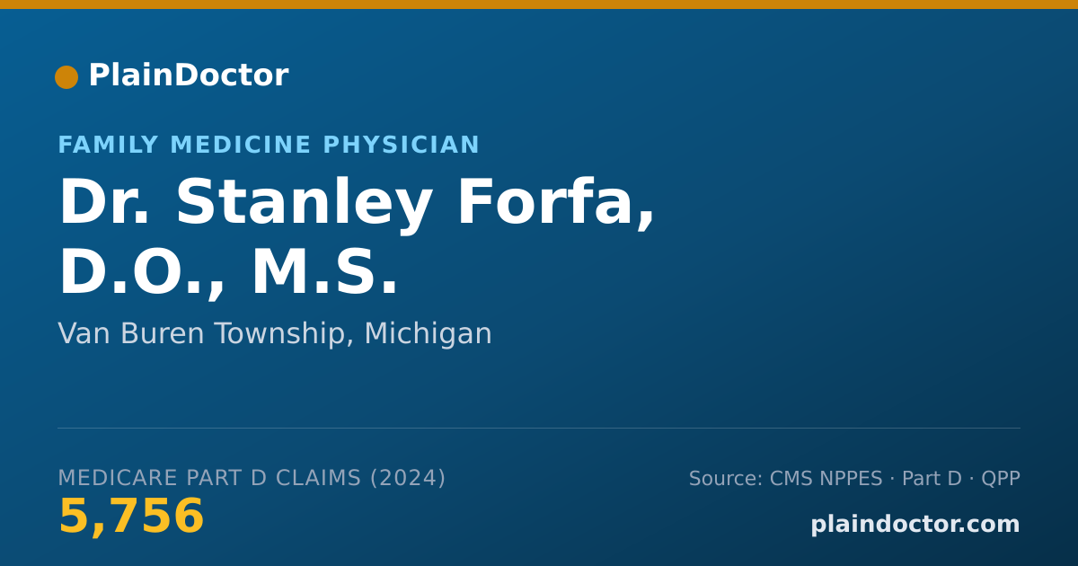 Shareable card for Stanley Forfa, D.O., M.S. - Family Medicine Physician, Van Buren Township, MI