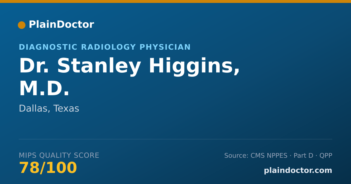 Shareable card for Stanley Higgins, M.D. - Neuroradiology Physician, Dallas, TX