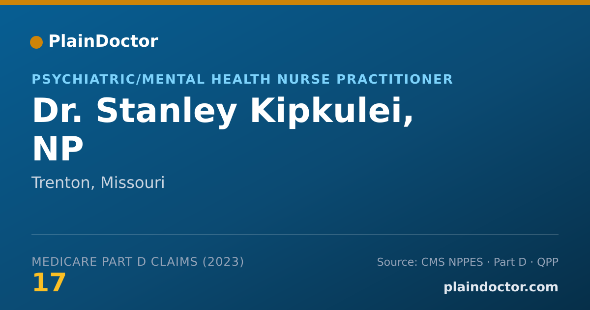 Shareable card for Stanley Kipkulei, NP - Psychiatric/Mental Health Nurse Practitioner, Trenton, MO