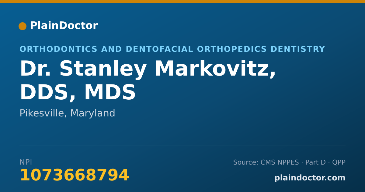 Shareable card for Stanley Markovitz, DDS, MDS - Orthodontics and Dentofacial Orthopedics Dentistry, Pikesville, MD