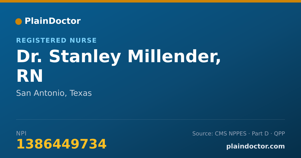 Shareable card for Stanley Millender, RN - Registered Nurse, San Antonio, TX