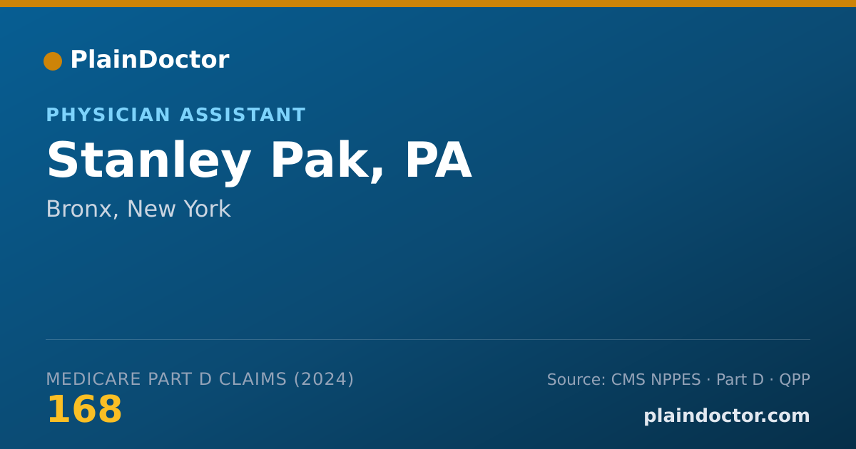 Shareable card for Stanley Pak, PA - Physician Assistant, Bronx, NY