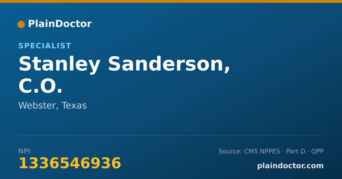 Shareable card for Stanley Sanderson, C.O. - Specialist, Webster, TX