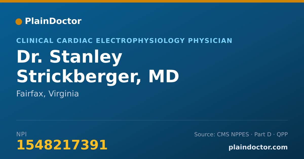 Shareable card for Stanley Strickberger, MD - Clinical Cardiac Electrophysiology Physician, Fairfax, VA