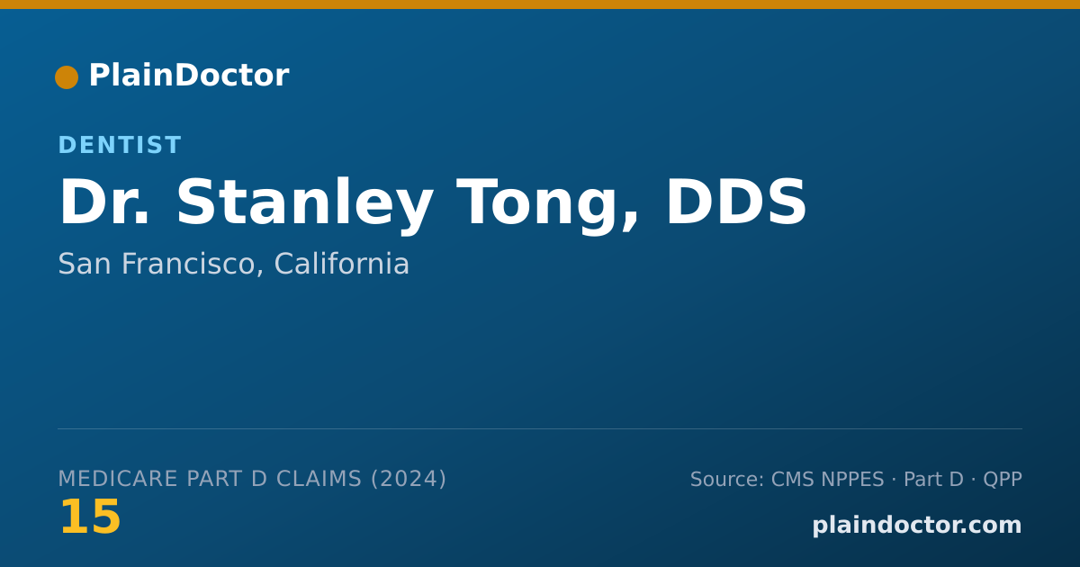 Shareable card for Stanley Tong, DDS - Dentist, San Francisco, CA