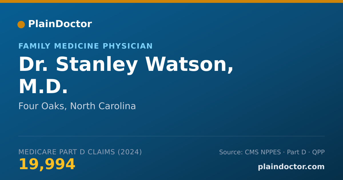 Shareable card for Stanley Watson, M.D. - Family Medicine Physician, Four Oaks, NC