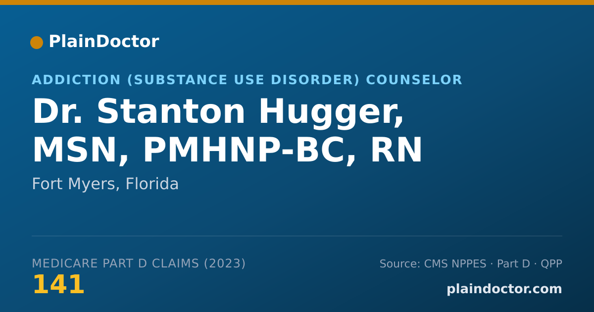 Shareable card for Stanton Hugger, MSN, PMHNP-BC, RN - Addiction (Substance Use Disorder) Counselor, Fort Myers, FL
