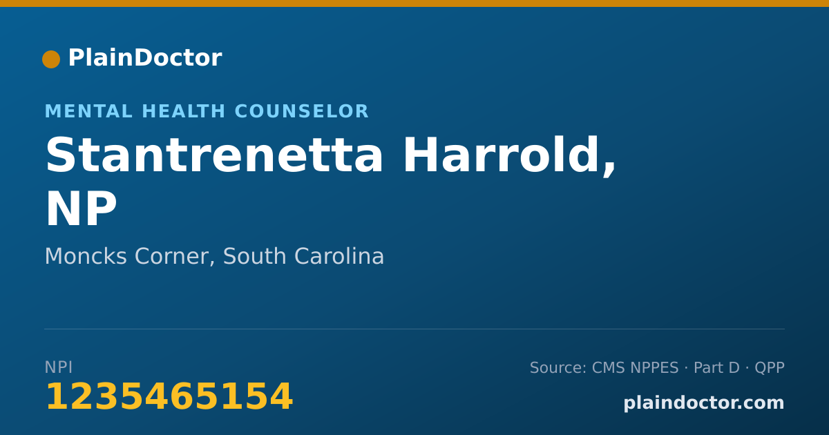 Shareable card for Stantrenetta Harrold, NP - Mental Health Counselor, Moncks Corner, SC