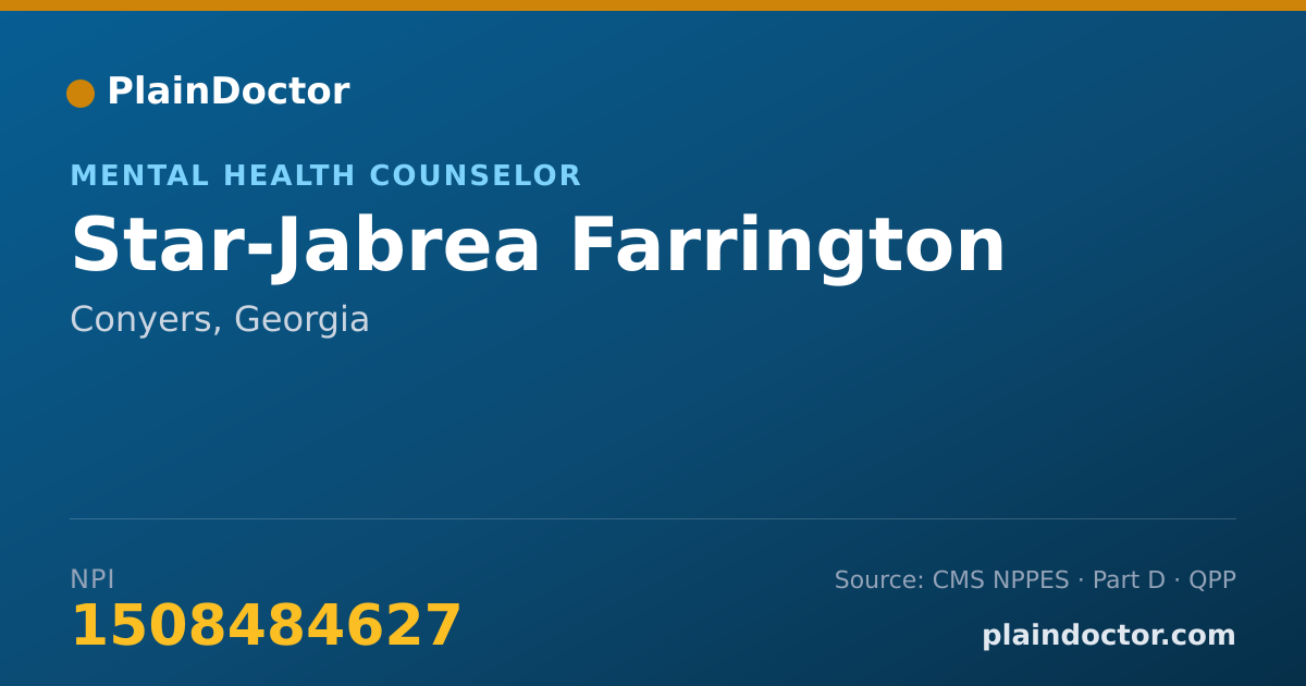 Shareable card for Star-Jabrea Farrington - Mental Health Counselor, Conyers, GA