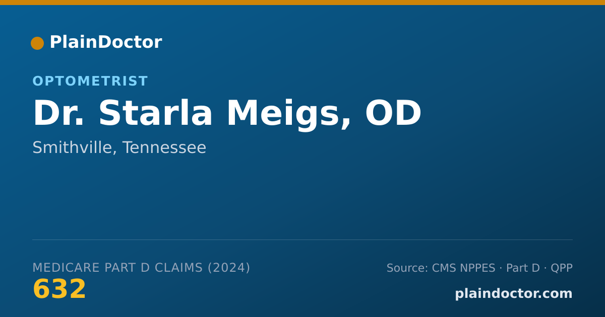 Shareable card for Starla Meigs, OD - Optometrist, Smithville, TN
