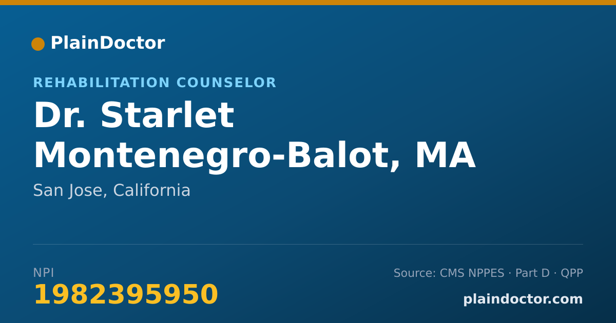 Shareable card for Starlet Montenegro-Balot, MA - Rehabilitation Counselor, San Jose, CA