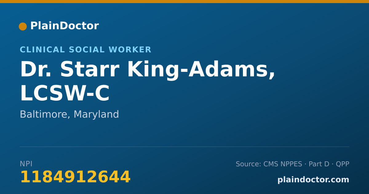 Shareable card for Starr King-Adams, LCSW-C - Clinical Social Worker, Baltimore, MD