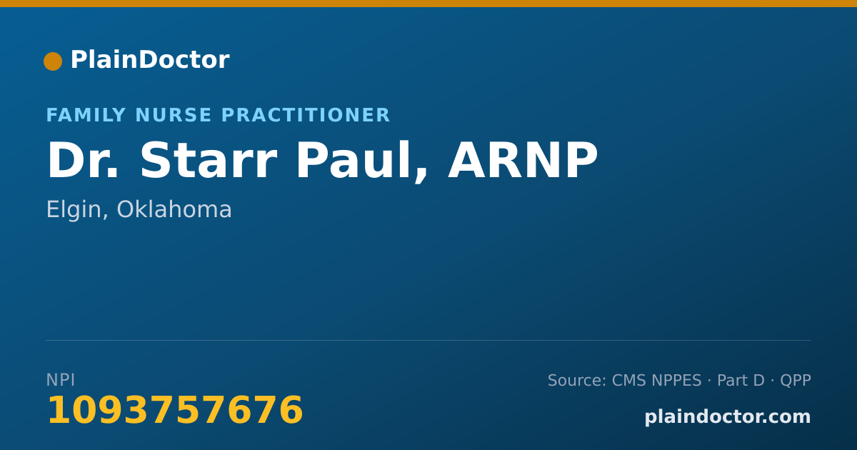 Shareable card for Starr Paul, ARNP - Family Nurse Practitioner, Elgin, OK