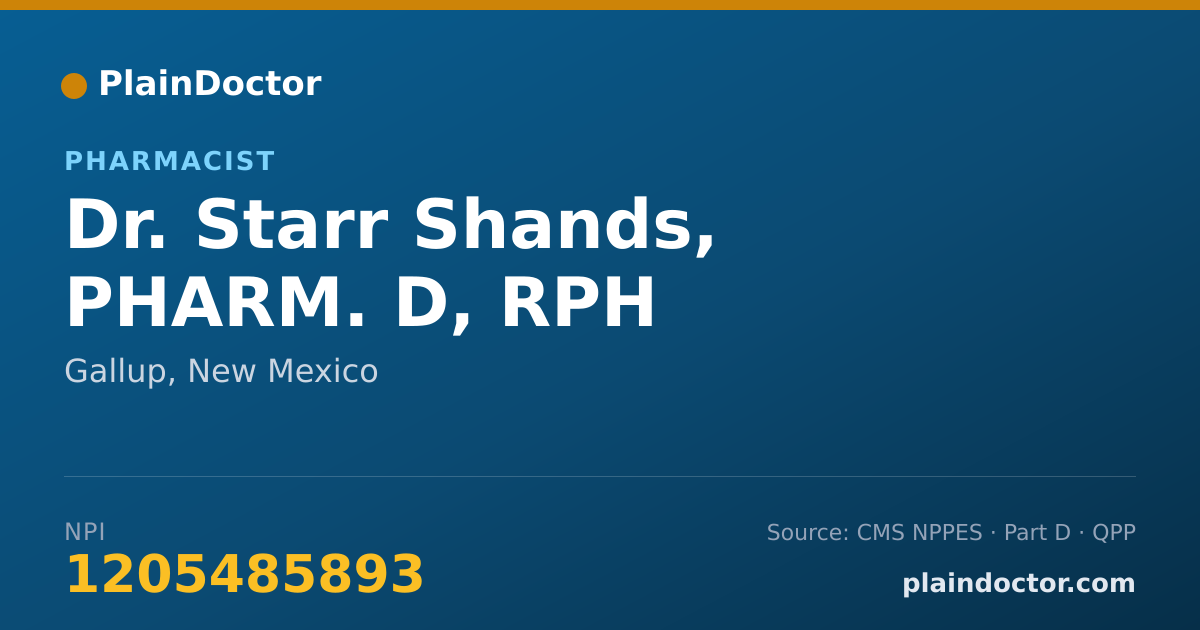 Shareable card for Starr Shands, PHARM. D, RPH - Pharmacist, Gallup, NM