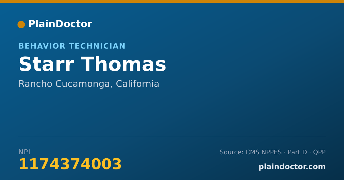 Shareable card for Starr Thomas - Behavior Technician, Rancho Cucamonga, CA