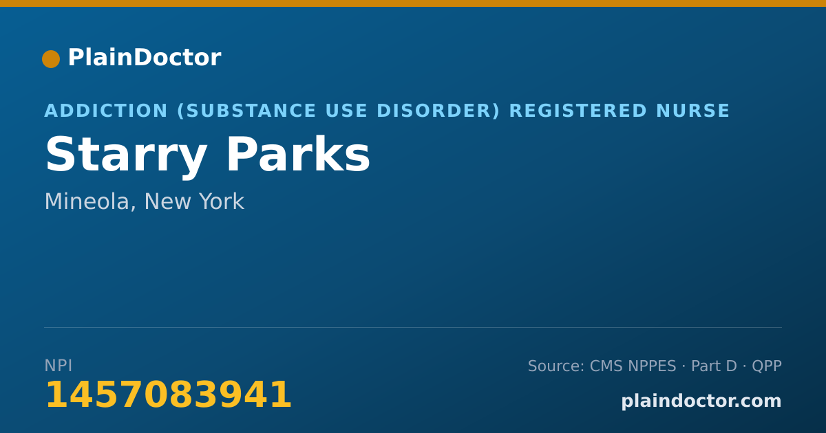 Shareable card for Starry Parks - Addiction (Substance Use Disorder) Registered Nurse, Mineola, NY