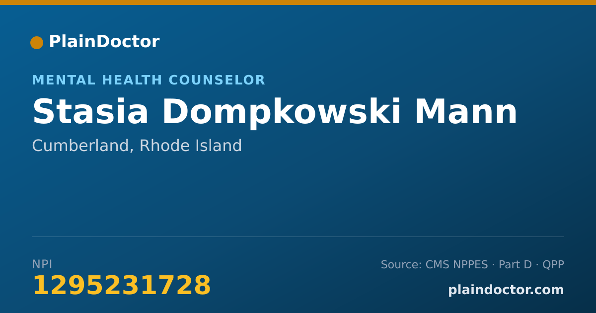 Shareable card for Stasia Dompkowski Mann - Mental Health Counselor, Cumberland, RI