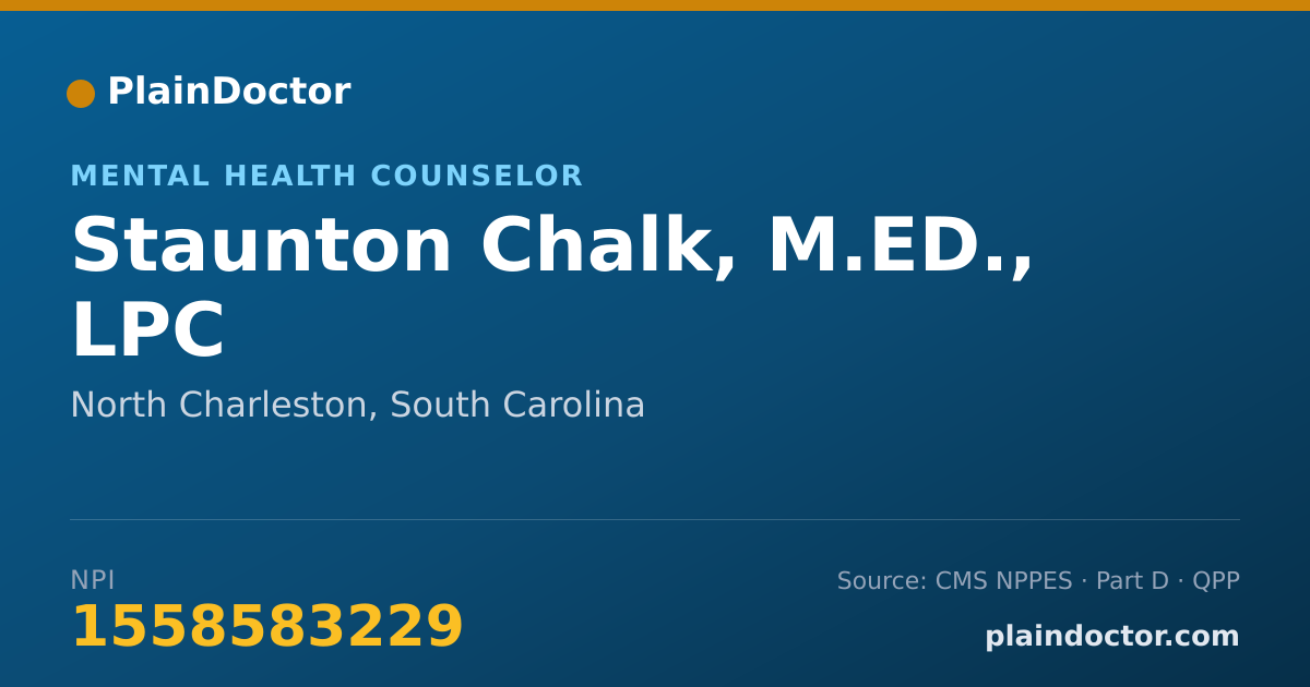 Shareable card for Staunton Chalk, M.ED., LPC - Mental Health Counselor, North Charleston, SC