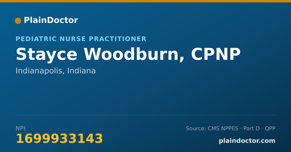 Shareable card for Stayce Woodburn, CPNP - Pediatric Nurse Practitioner, Indianapolis, IN
