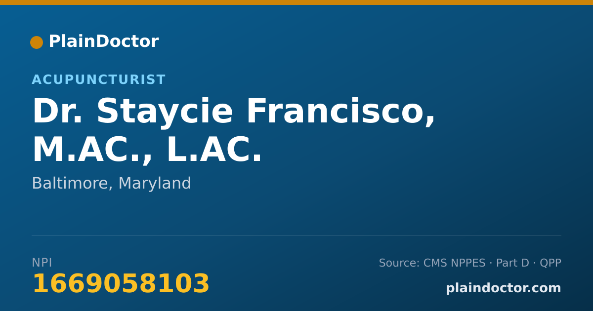 Shareable card for Staycie Francisco, M.AC., L.AC. - Acupuncturist, Baltimore, MD