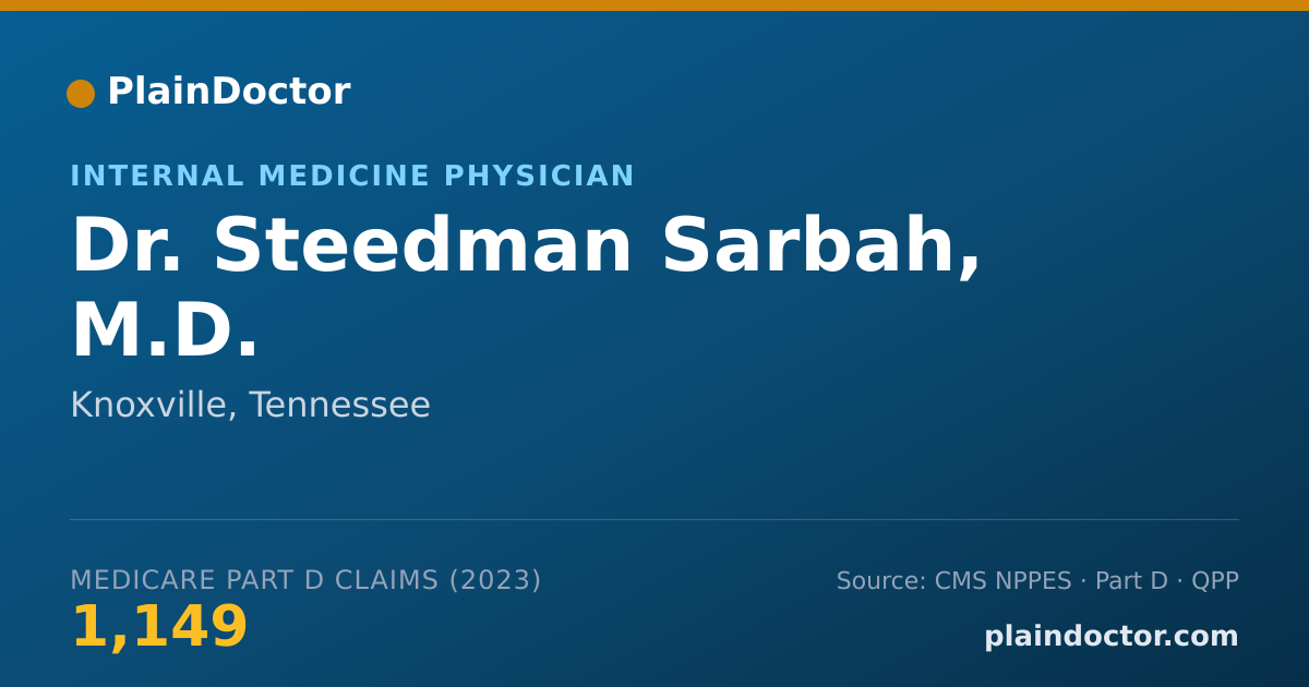 Shareable card for Steedman Sarbah, M.D. - Internal Medicine Physician, Knoxville, TN