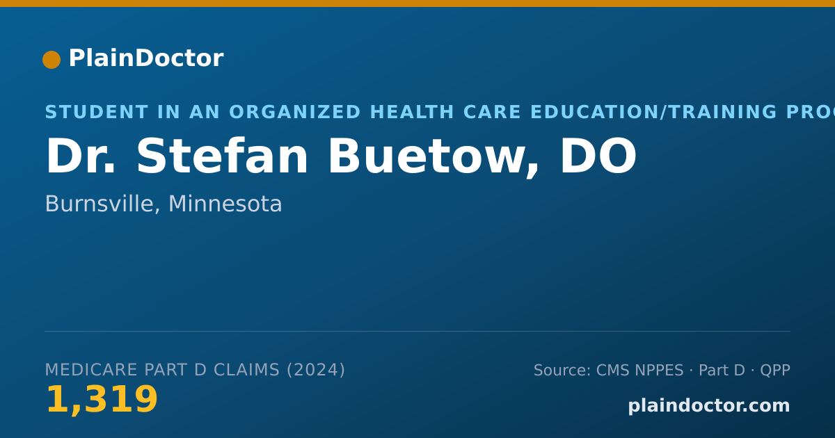 Shareable card for Stefan Buetow, DO - Student in an Organized Health Care Education/Training Program, Burnsville, MN