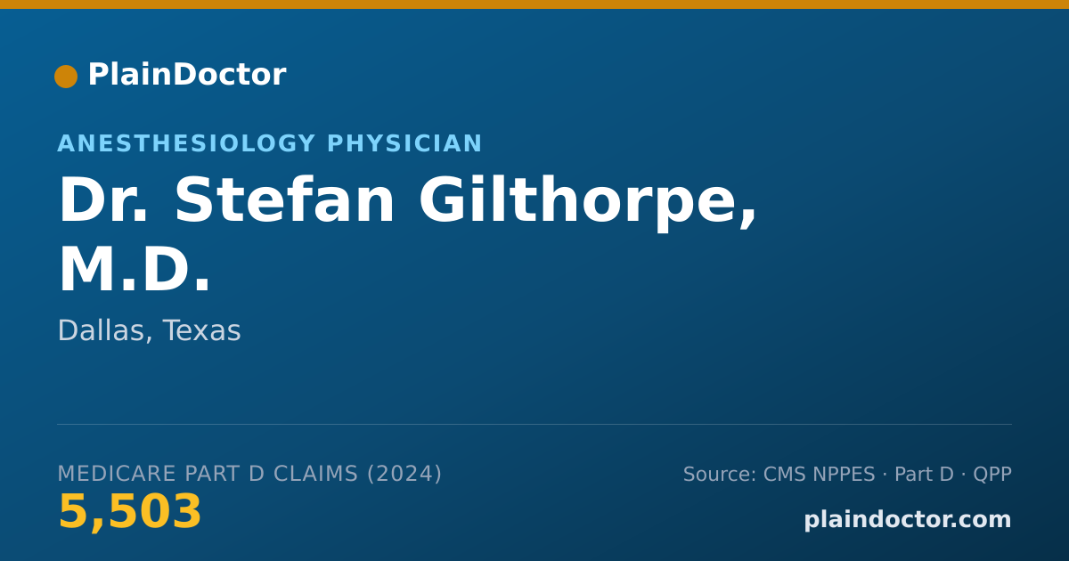 Shareable card for Stefan Gilthorpe, M.D. - Pain Medicine (Anesthesiology) Physician, Dallas, TX
