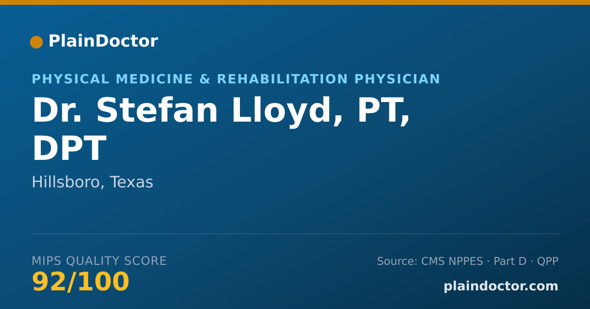 Shareable card for Stefan Lloyd, PT, DPT - Physical Medicine & Rehabilitation Physician, Hillsboro, TX