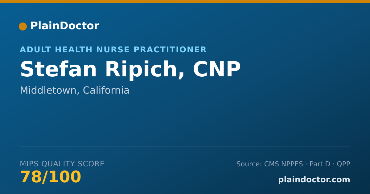 Shareable card for Stefan Ripich, CNP - Adult Health Nurse Practitioner, Middletown, CA