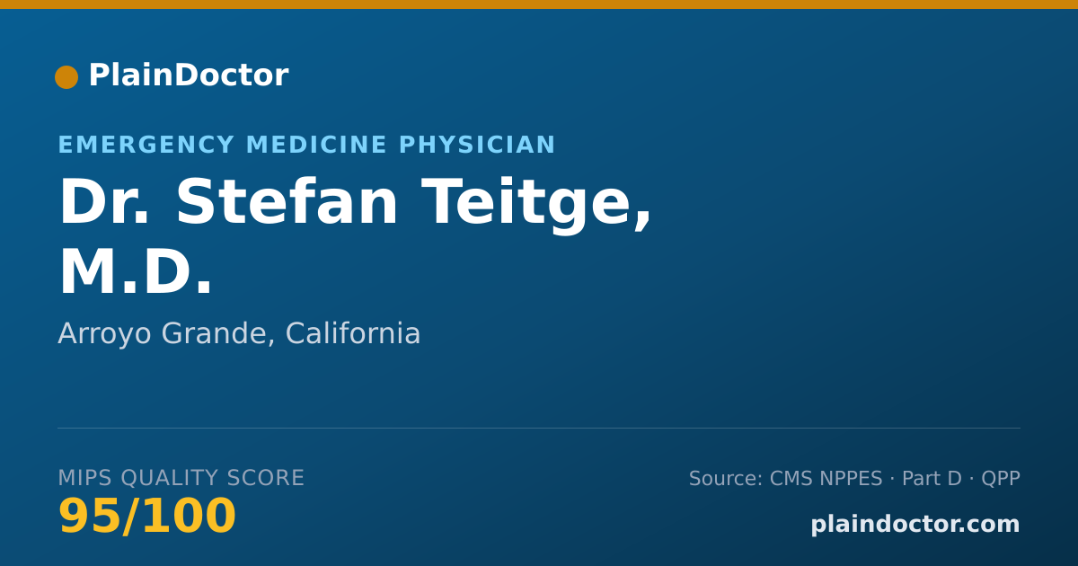 Shareable card for Stefan Teitge, M.D. - Emergency Medicine Physician, Arroyo Grande, CA