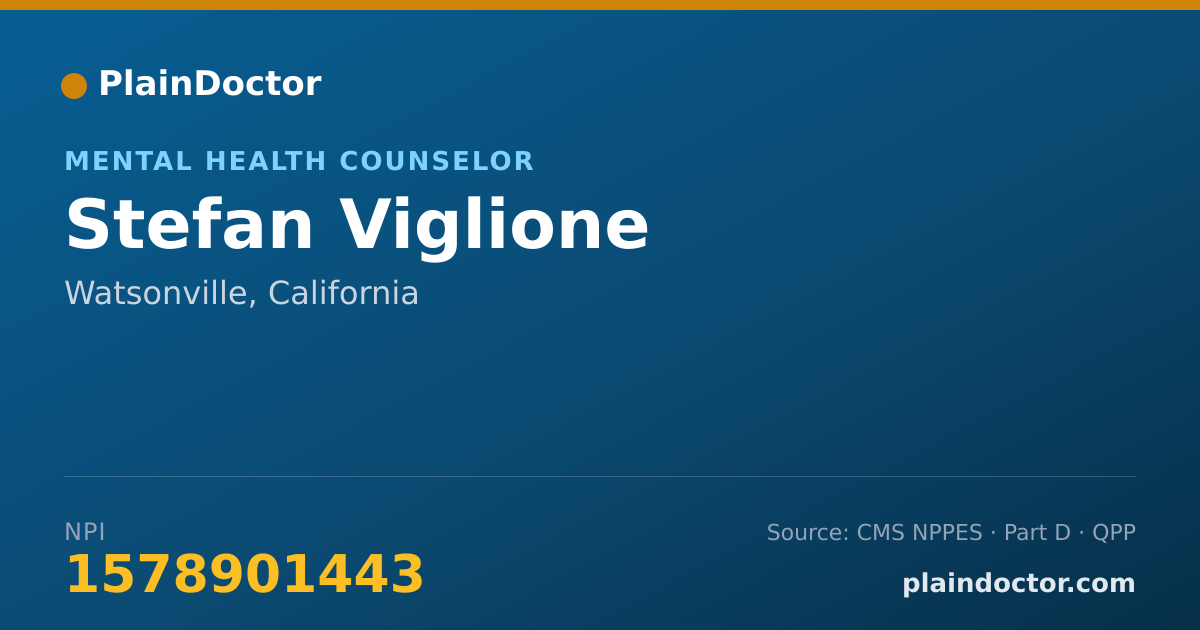 Shareable card for Stefan Viglione - Mental Health Counselor, Watsonville, CA