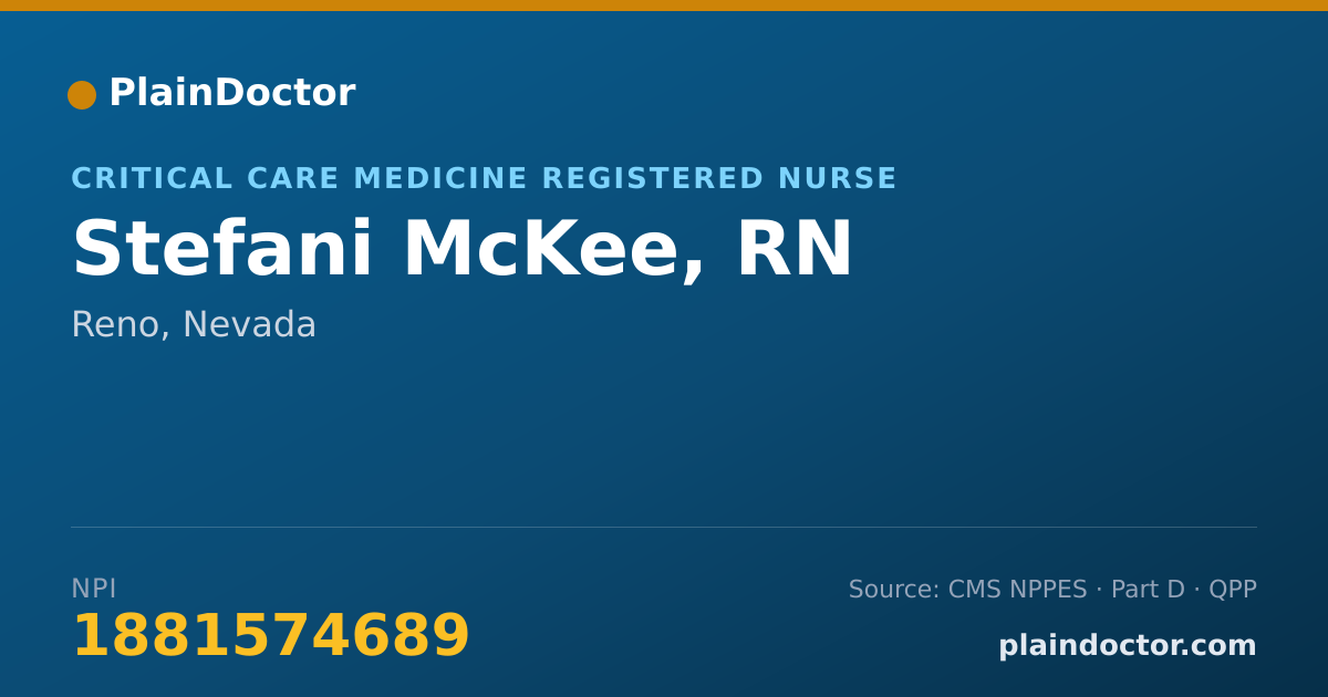 Shareable card for Stefani McKee, RN - Critical Care Medicine Registered Nurse, Reno, NV