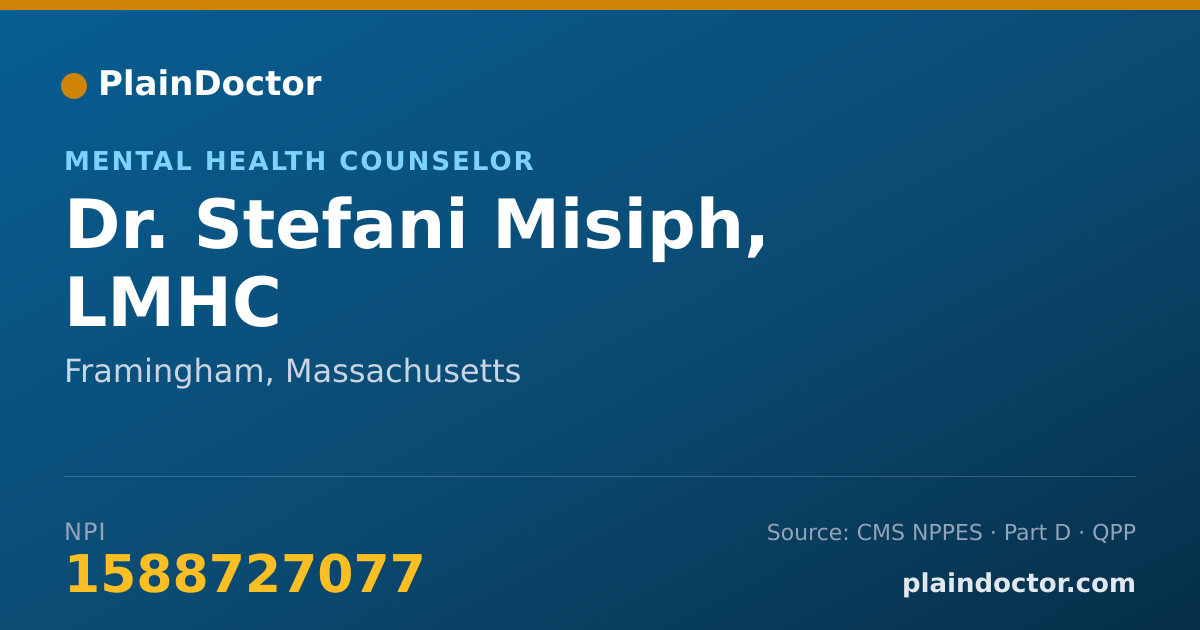 Shareable card for Stefani Misiph, LMHC - Mental Health Counselor, Framingham, MA