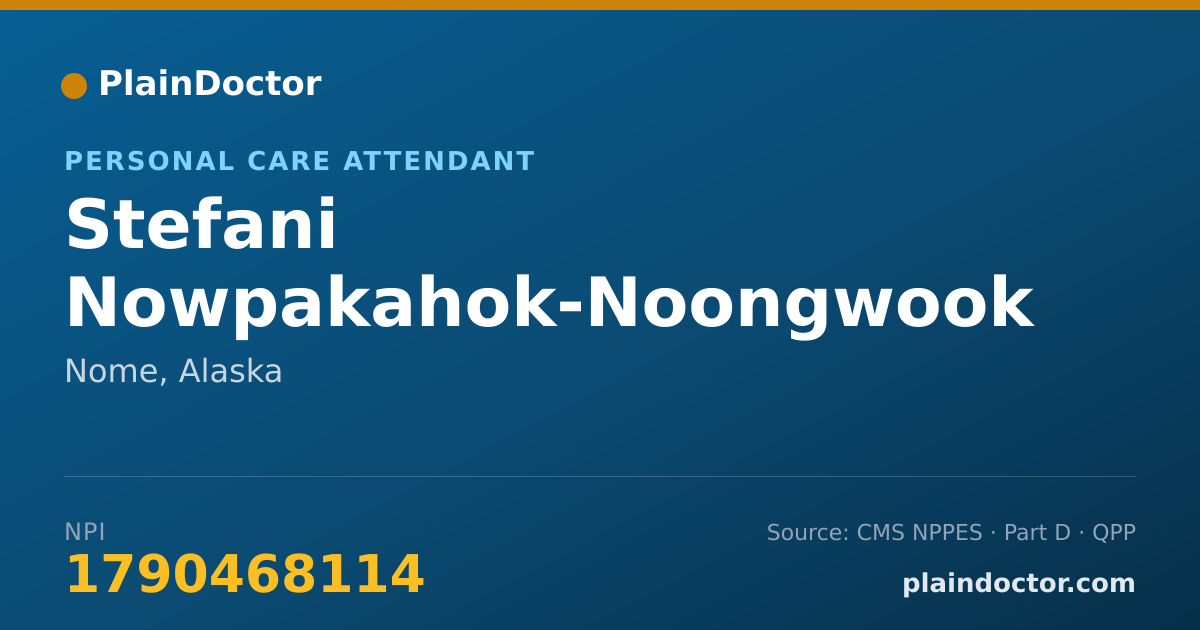 Shareable card for Stefani Nowpakahok-Noongwook - Personal Care Attendant, Nome, AK