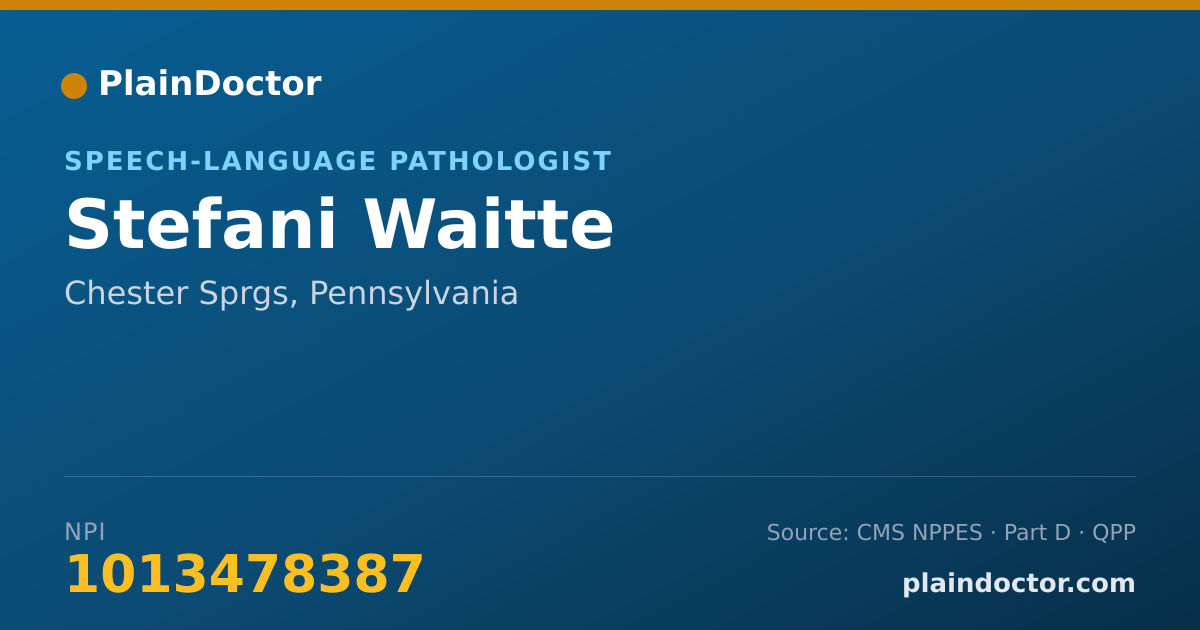 Shareable card for Stefani Waitte - Speech-Language Pathologist, Chester Sprgs, PA