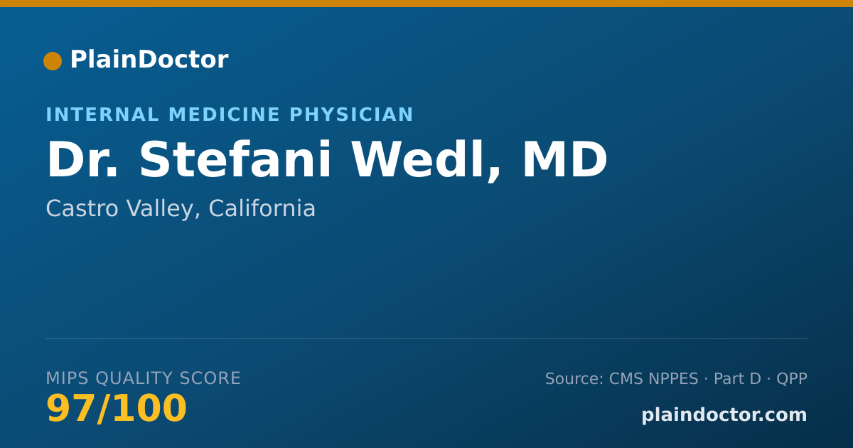Shareable card for Stefani Wedl, MD - Internal Medicine Physician, Castro Valley, CA