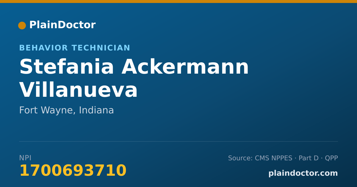 Shareable card for Stefania Ackermann Villanueva - Behavior Technician, Fort Wayne, IN
